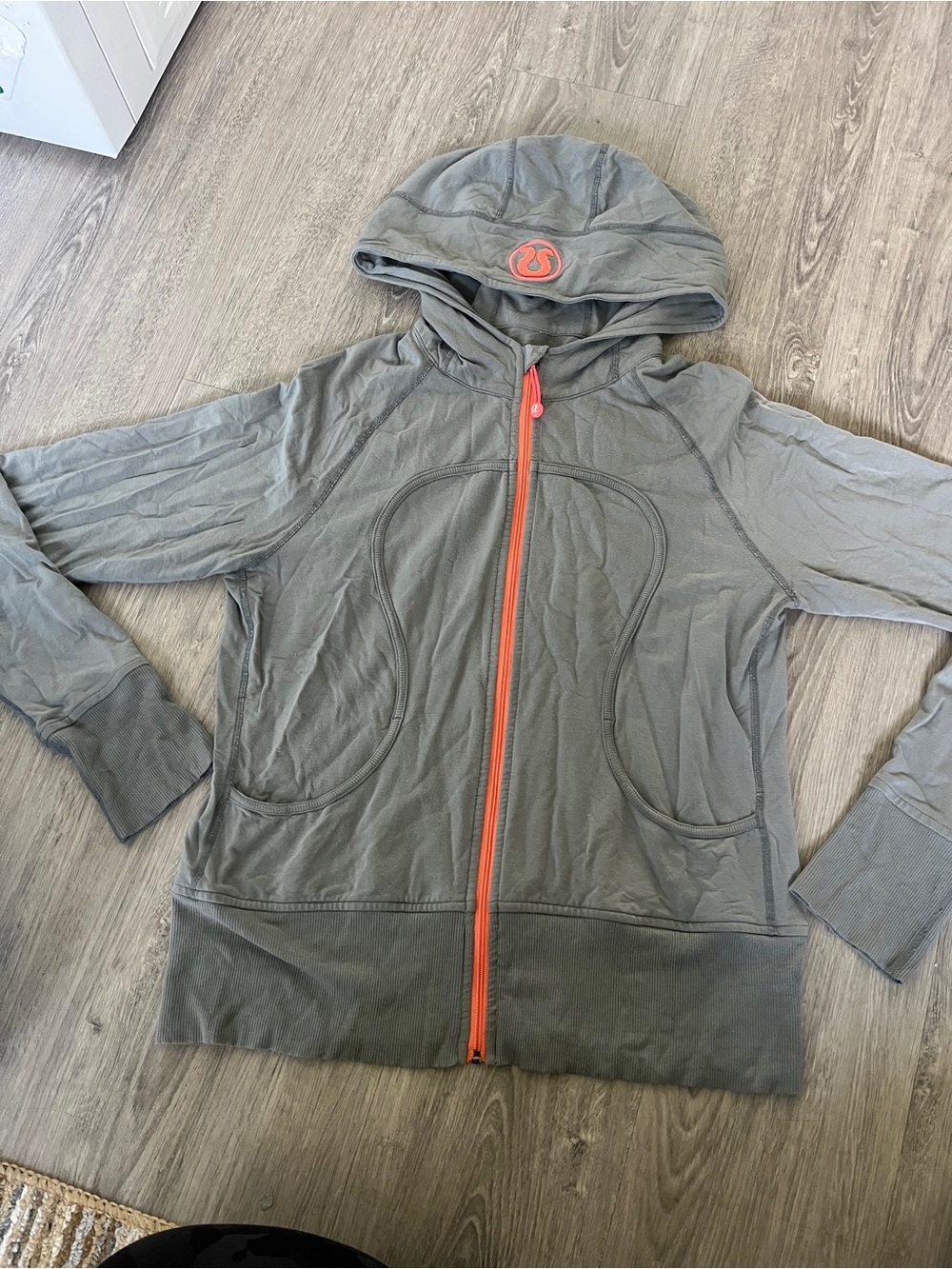 lululemon athletica Gray Hoodie Jacket with Orange Zip